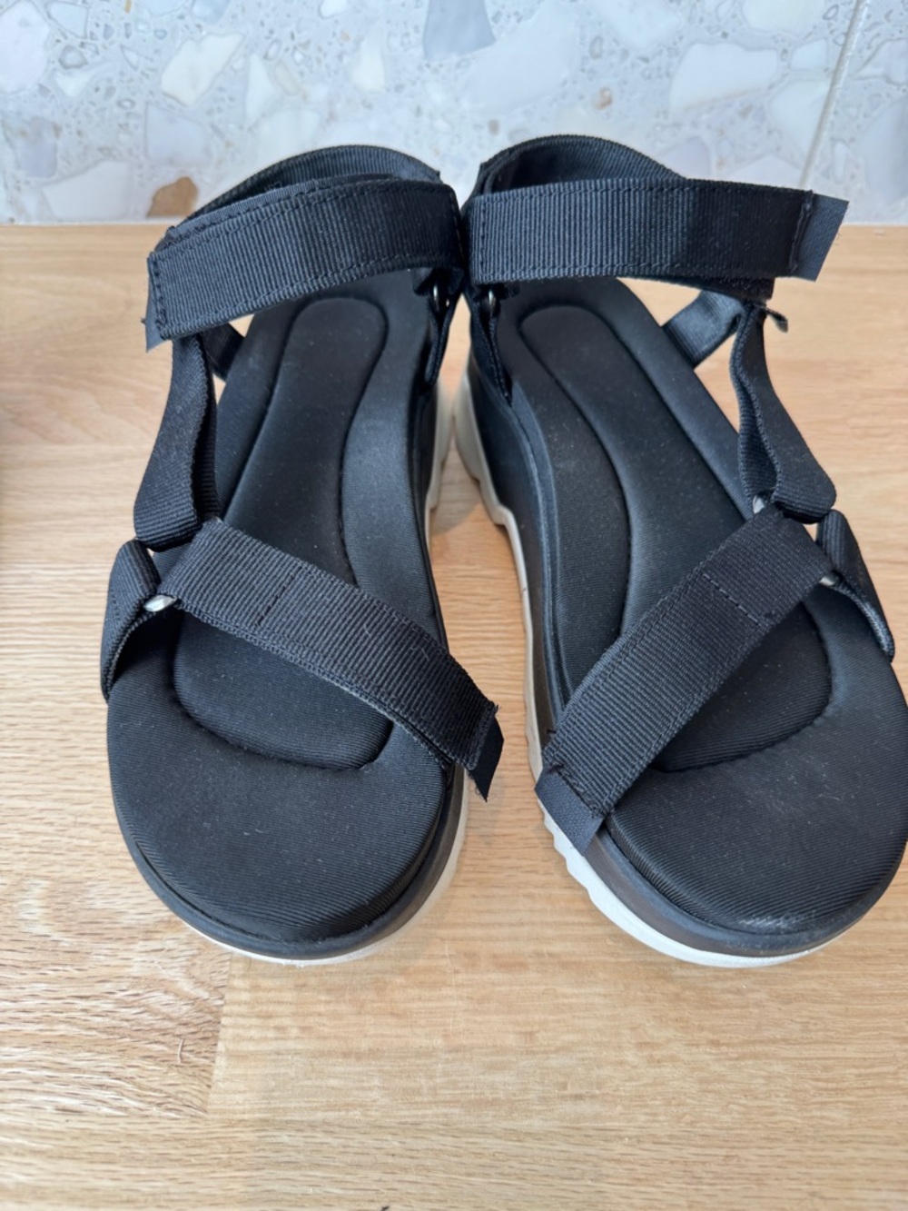 Teva Women's Black platform Sport Sandals with Adjustable Straps